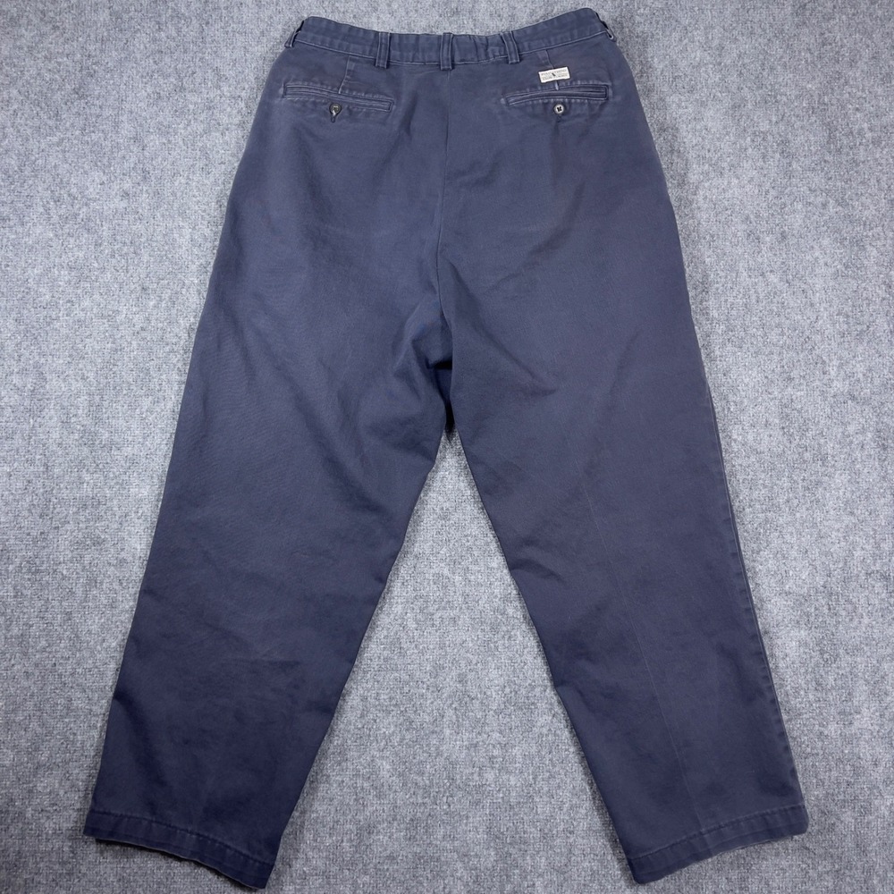 Polo Ralph Lauren Andrew Pant Mens 34 Navy Blue Pleated Chino Trousers Baggy - Picture 2 of 9